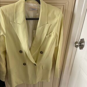Peserico Women's Pale Yellow Double-Breasted Blazer